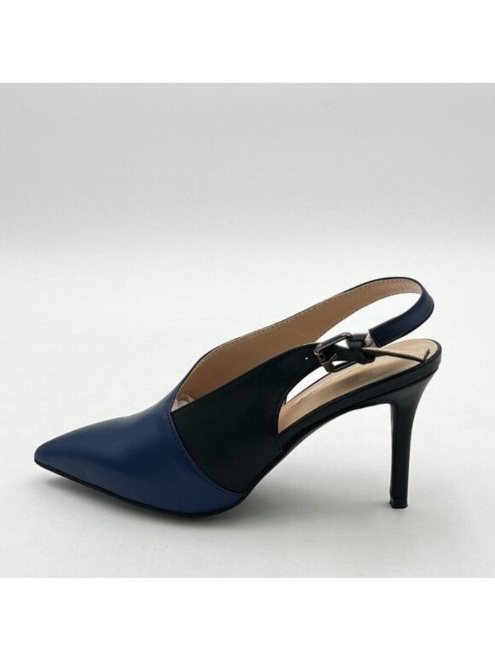FOWT Spring Two Toned Patchwork Snakeskin Slingback Buckle Strap Black Pumps